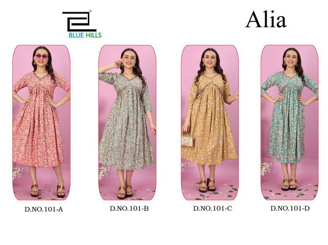 Alia By Blue Hills Designer Kurtis Catalog
